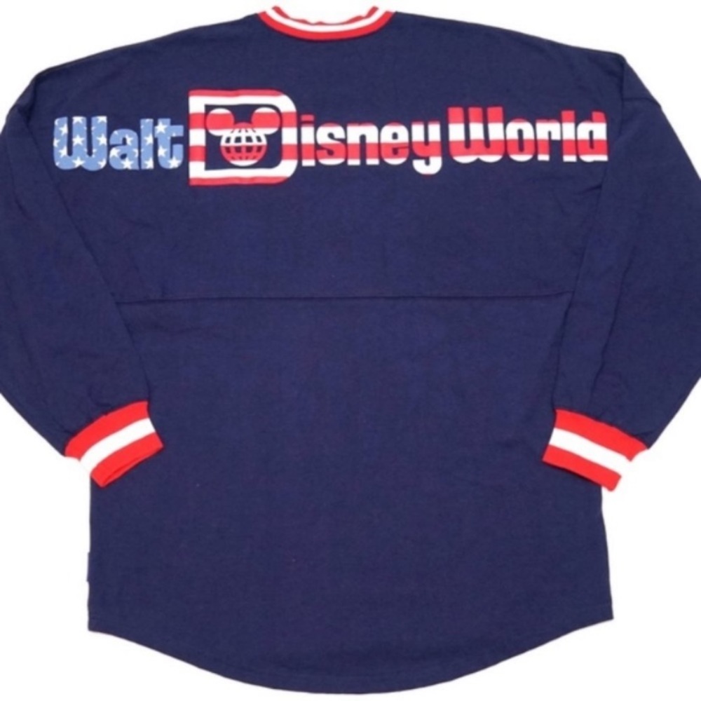 Walt Disney World Mickey Mouse Flag July 4th Spirit Jersey Red White Blue Sz XS